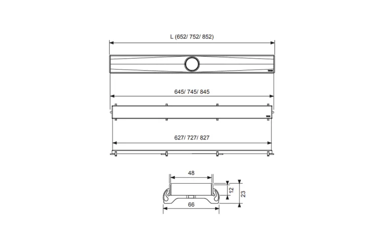 TECEdrainline Комплект душ.каналу з дизайн.решіткою «steel II», нерж.сталь матова 900мм (640926) зображення 2
