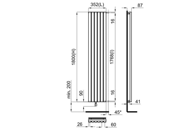 ESSENCE-C, Рушникосушка комбінована, з резистором і термостатом, 1800х350 mm, chrome (100215278) image 2