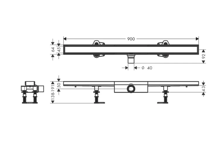 Трап для душу "RainDrain Compact Flat" 900 мм під плитку (56169000) зображення 4