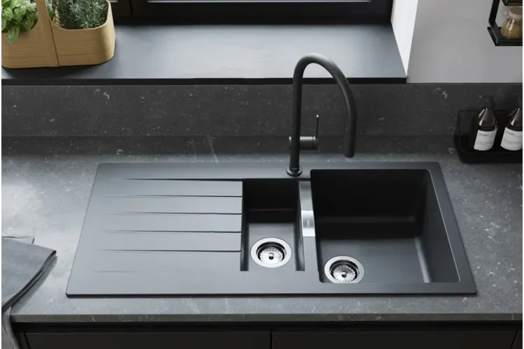 Кухонна мийка S520-F530 1000х500 на дві чаші з полицею Graphiteblack (43357170) image 3