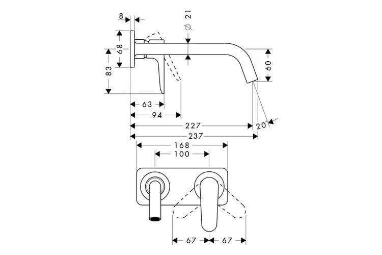 Змішувач Axor Citterio M для умивальника зі стіни на 2 отв. вилив 227 мм, Brushed Bronze 34115140 зображення 2