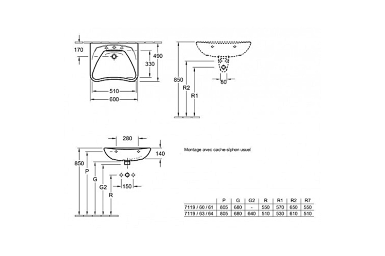 O.NOVO VITA Умивальник меблевий прямокутний 600x490 мм з переливом (71196301) image 3
