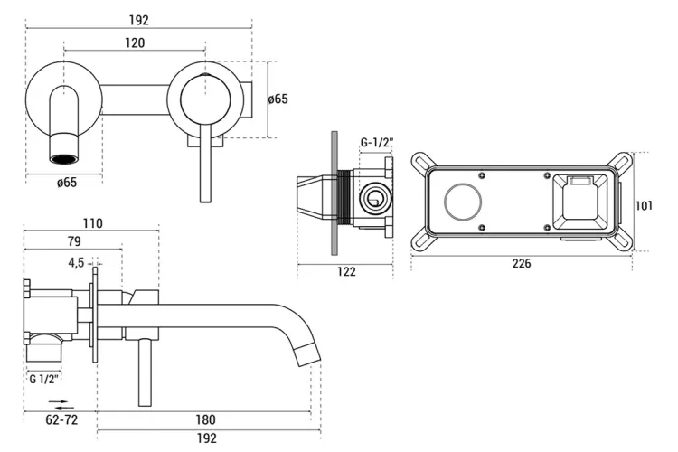 Змішувач до умивальника ILLUSION хром (прихованого монтажу) зображення 2