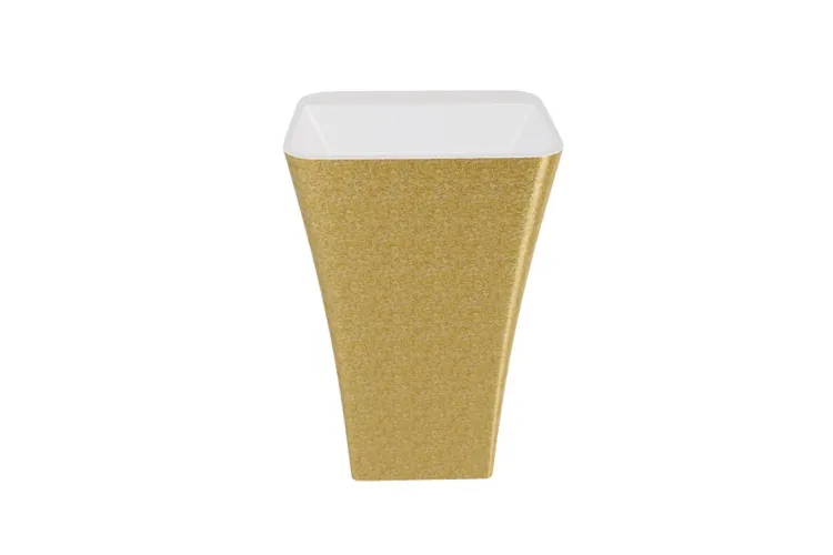 Умивальник вільностоячий ASSOS S-LINE GLAM 40х50х85 з отвором для змішувача, білий, зовні блискуче золото image 1