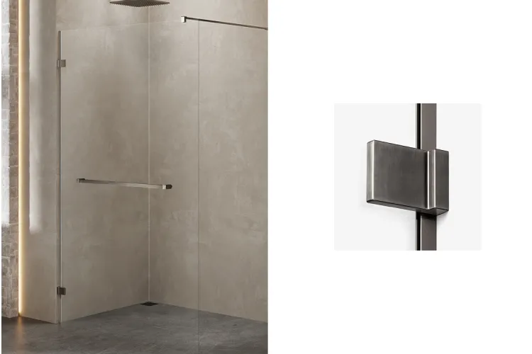 Душова кабіна walk in AVEXA GUNMETAL BRUSHED 100x200 скло black ACTIVE SHIELD 8mm image 1