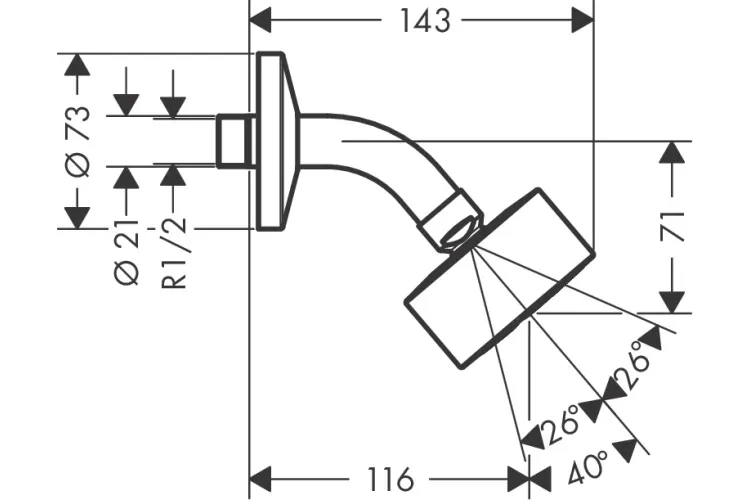 Верхній душ Axor One 75 1jet EcoSmart зі стіновим кронштейном, Stainless Steel Optic (48490800) image 3