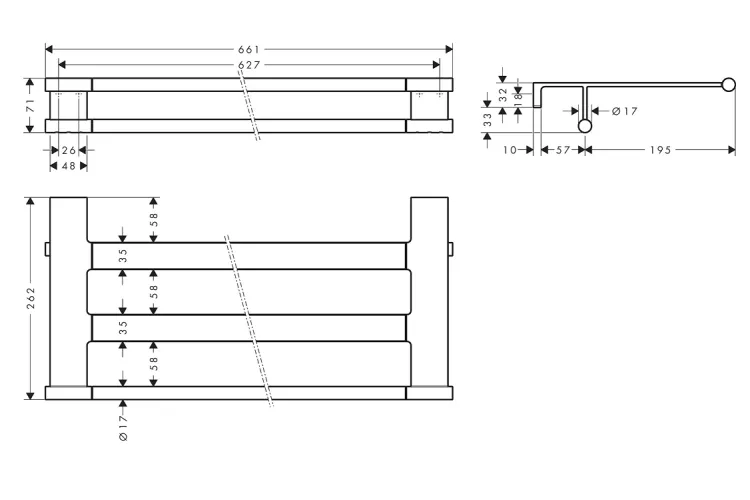 AddStoris S Поличка для рушників із тримачем 66.1x26.2 см, Matt Black (41781670) image 3