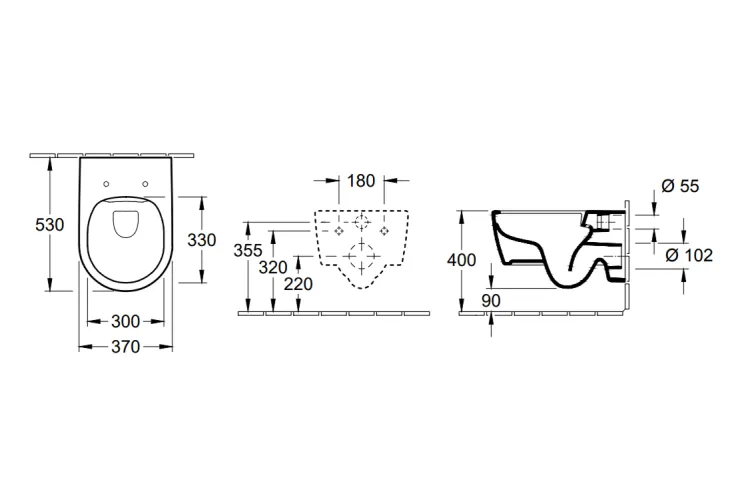 AVENTO Унітаз підвісний Rimless 53 см + сидіння 9M77C101 Ceramic Plus (5656HRR1) зображення 7