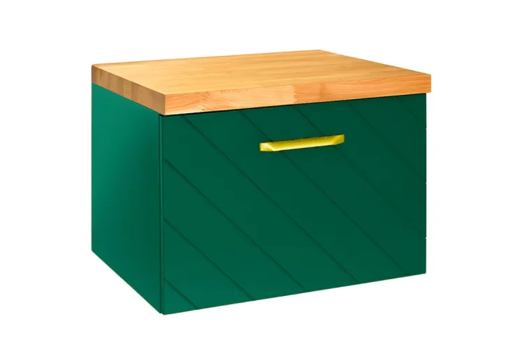 Тумба під умивал.без стільниці FLOO 60 L 60x50x40 +сифон, зол. ручка, візерунок зліва, зелена зображення 1