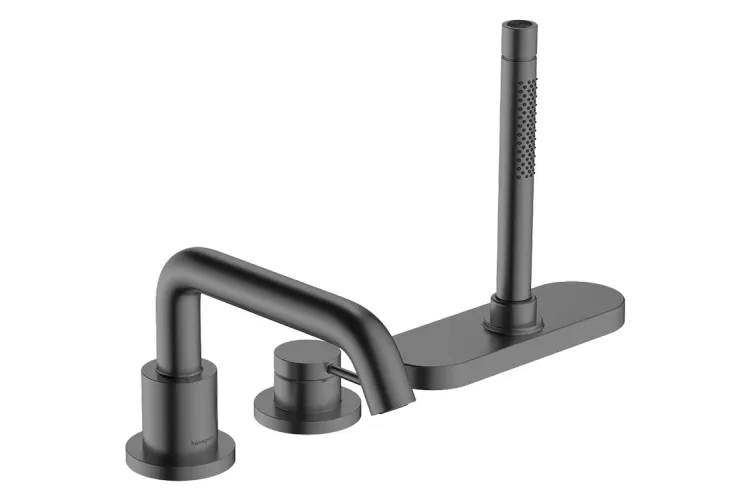 Змішувач Tecturis S врізний на край ванни 3 отв з sBox, Brushed Black Chrome (73447340) image 1