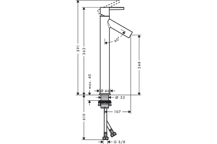 Змішувач Axor Starck 250 Lever для умивальника, хром 10103000 зображення 2