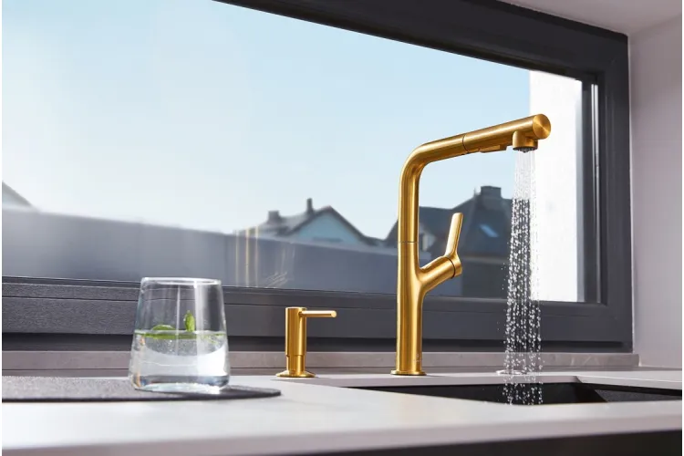 Змішувач для мийки настільн. з витяжн. душем INOX DUERO DESIGN GOLD 6623-220-31 image 4