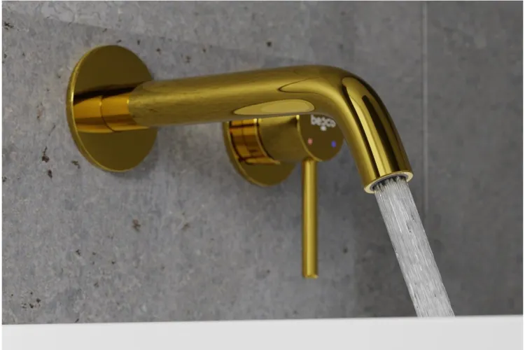 Змішувач до умивальника зі стіни VEO золото зображення 3