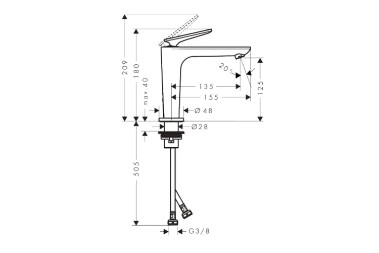 Змішувач Axor Citterio C 125 CoolStart для умивальника, Brushed Nickel (49040820) image 2