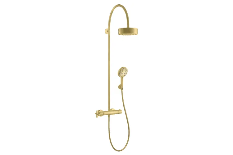 Душова система Axor Showerpipe 180 1jet з термостатом, Brushed Brass (39670950) зображення 1