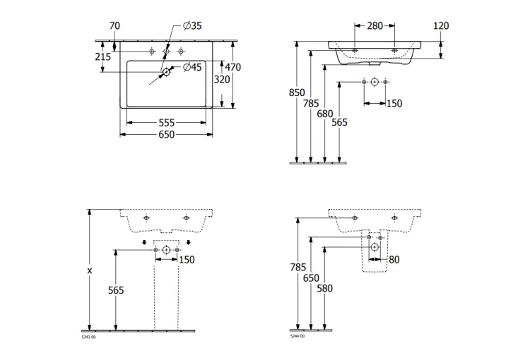 SUBWAY 3.0 Умивальник 650x470 мм (4A706501) зображення 4