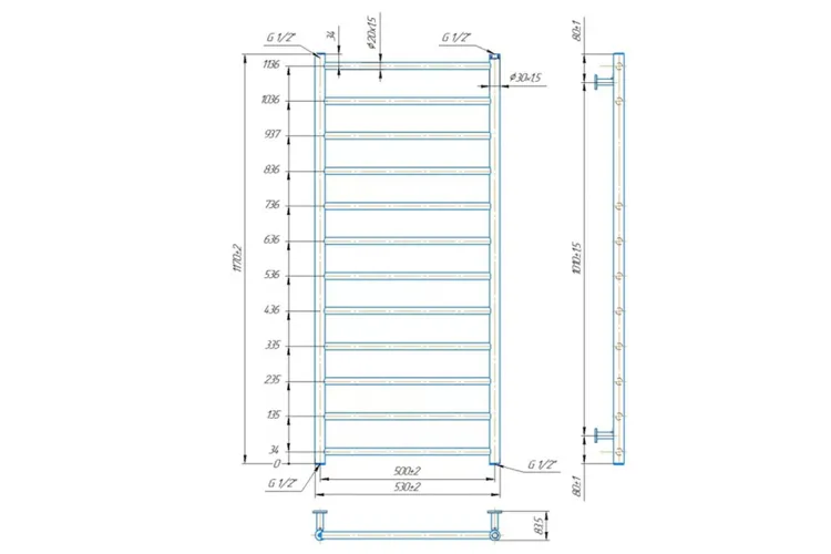 Рушникосушка INOX Флет 1170х530/500 бронза зображення 2