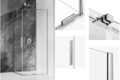 Душова кабіна прямокутна SMART LIGHT GOLD 90x90x200 скло clear ACTIVE SHIELD 8мм