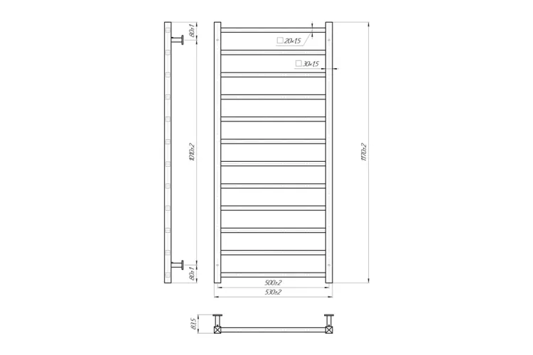 Рушникосушка INOX Токіо 1170х530/500 чорний матовий image 2