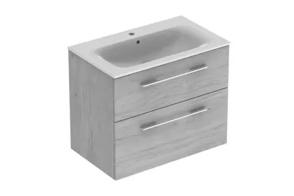 Тумба +  умивальник SELNOVA SQUARE SLIM, 80 см, світлий горіх (501.243.00.1)