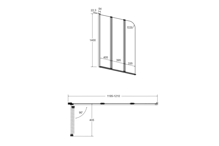 Шторка для ванни BESCO Prime- 3S 120x140 зображення 3