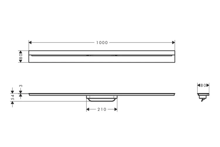 Верхня частина AXOR "Drain" для душового трапу (пристінна) 1000 мм, Brushed Stainless Steel (42528800) зображення 2