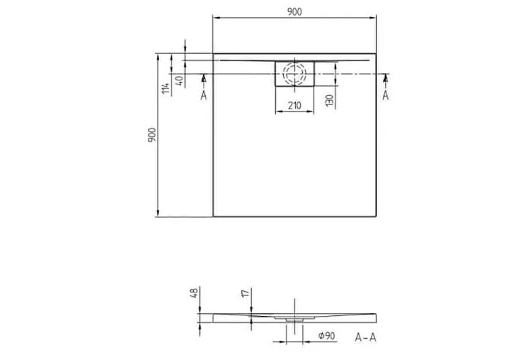 ARCHITECTURA METALRIM Піддон 90х90х4.8 см акриловий (UDA9090ARA148V-01) image 2