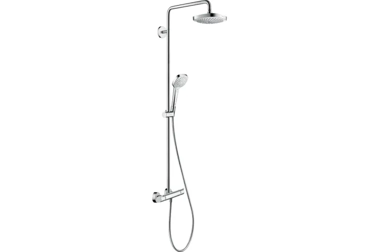 Душова система Croma Select E 180 2jet Showerpipe EcoSmart, 9 л/хв, з термостатом, білий/хром (27257400) зображення 1