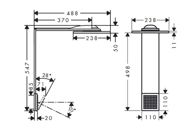 Верхній душовий модуль Axor ShowerComposition 250/250 2jet з плечовим душем, Matt Black (12594670) image 2