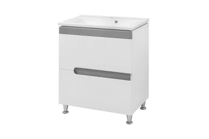 Тумба ВЕРОНА сіра + УМИВАЛЬНИК ГЛОРІЯ 90 з 2-ма шухлядами на ніжках