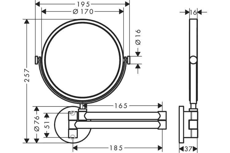 Дзеркало для гоління Axor Universal Circular чорний матовий (42849670) image 2