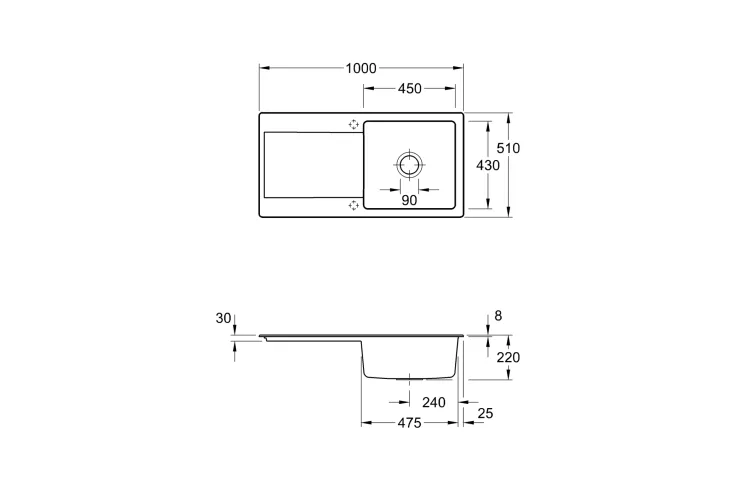 SILUET 60 Кухонна мийка 100x51x22 см оборотна без отвору під змішувач (333601R1) зображення 2