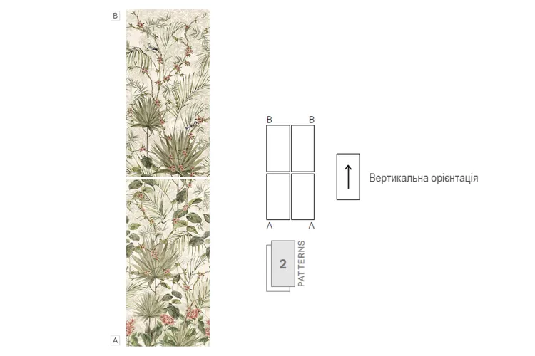 IMAGINE JUNGLE CHIC A+B NAT RET 60х120 декор-панно (2шт) (плитка настінна) CP375 (174025) зображення 4