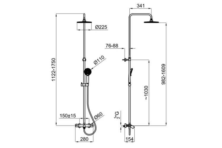SMART N, Душова система з термостатичним змішувачем, chrome (100376816)  image 3