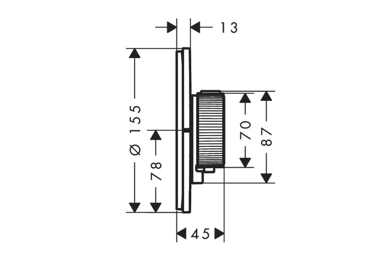 Термостат прихованого монтажу AXOR ShowerSelect ID Round на 2 функції, Polished Black Chrome (36750330) зображення 2