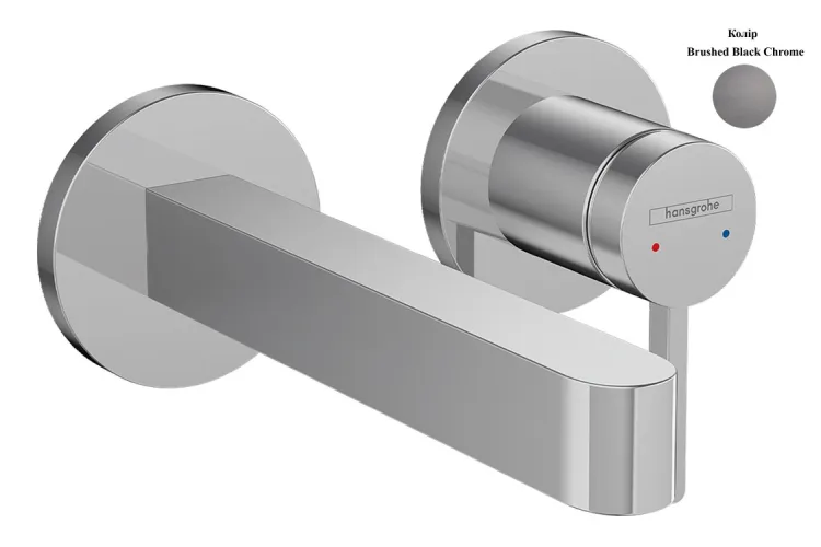 Змішувач Finoris 165 для умивальника зі стіни, Brushed Black Chrome (76051340) зображення 1