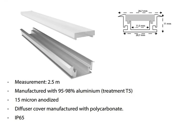 Декоративний профіль з LED-стрічкою PRO-LIGHT KIT 20W IP20 2.5m image 2