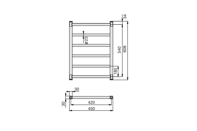 Рушникосушка STALOX 608х450 нержавійка Chrome (STXI-060-045) зображення 2