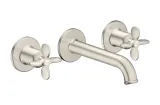 Змішувач Axor Archivio 160 Cross для умивальника зі стіни на 3 отвори, Stainless Steel Optic (34033800)