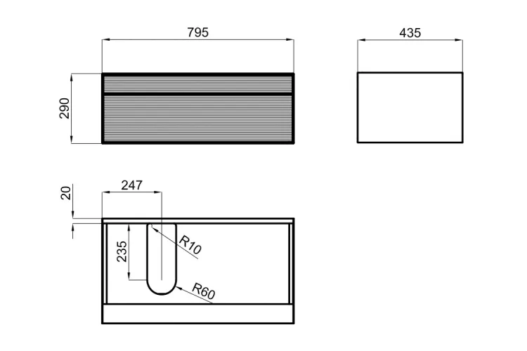 ESSENCE-C, Тумба підвісна, 80см, walnut+matt black (100236888) image 5