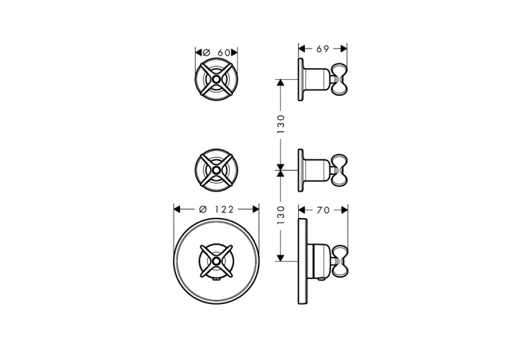 Термостат Axor Archivio Cross для 2-х споживачів, Stainless Steel Optic (34142800) зображення 2