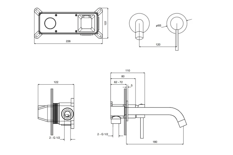 Змішувач до умивальника зі стіни VEO хром image 3
