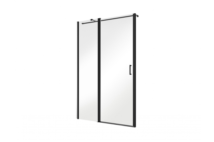 Душові двері Exo-C Black 120x190 прозорі, чорний мат image 1