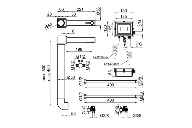 ROUND, Змішувач для умивальника сенсорний 220V, chrome (100376700) image 2