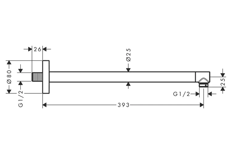 Кронштейн для верхнього душу S 390 мм, Brushed Black Chrome (24357340) зображення 2