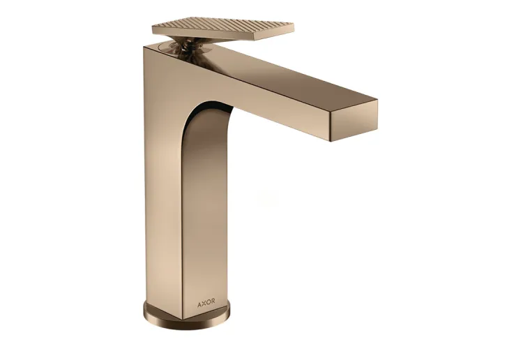 Змішувач Axor Citterio 160 Lever rhombic cut для умивальника pop-up, Polished Red Gold 39071300 зображення 1