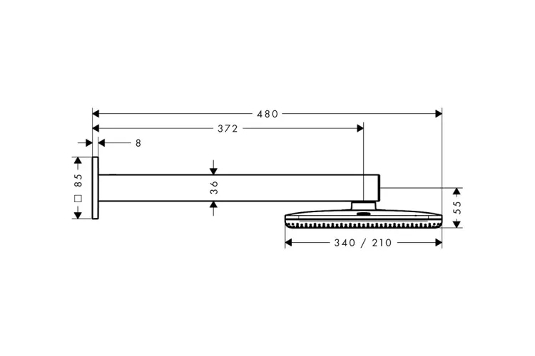 Верхній душ Raindance Alive Q 340/210 2jet з тримачем Brushed Black Chrome (24550340) зображення 2