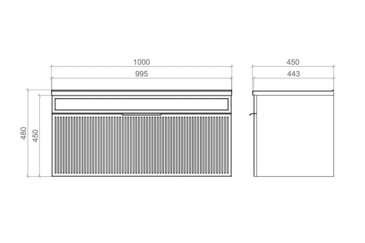 Тумба АДЕЛЬ біла з умивальником РОДЕО 100 підвісна (ручка золото) image 3