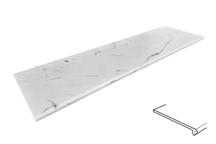 MARBLE CARRARA BLANCO Peldano redondo 970180 сходинка заокруглена з капіносом 119.7x33x1.4 PZ724 (керамограніт)