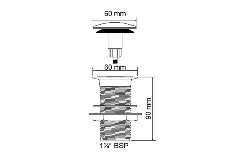 Корок-автомат для умивальника без переливу 5/4" CWU60-CB image 2